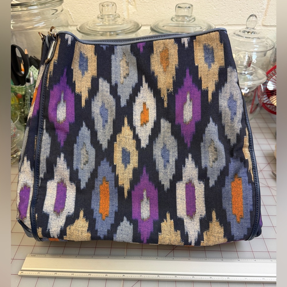 Coach Multicolor Ikat Pattern Shoulder Bag - Navy, Purple, Orange, Cream